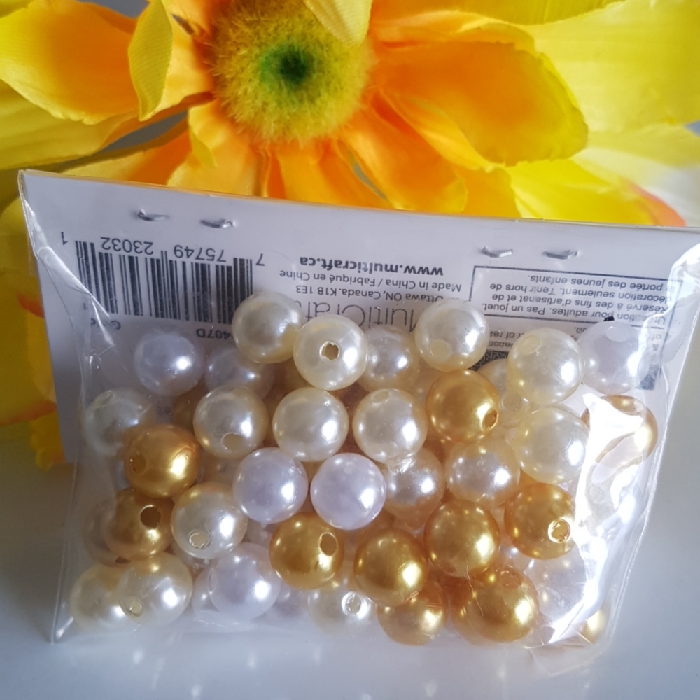 Pearl Beads Gold White Cream Glass Seed Beads